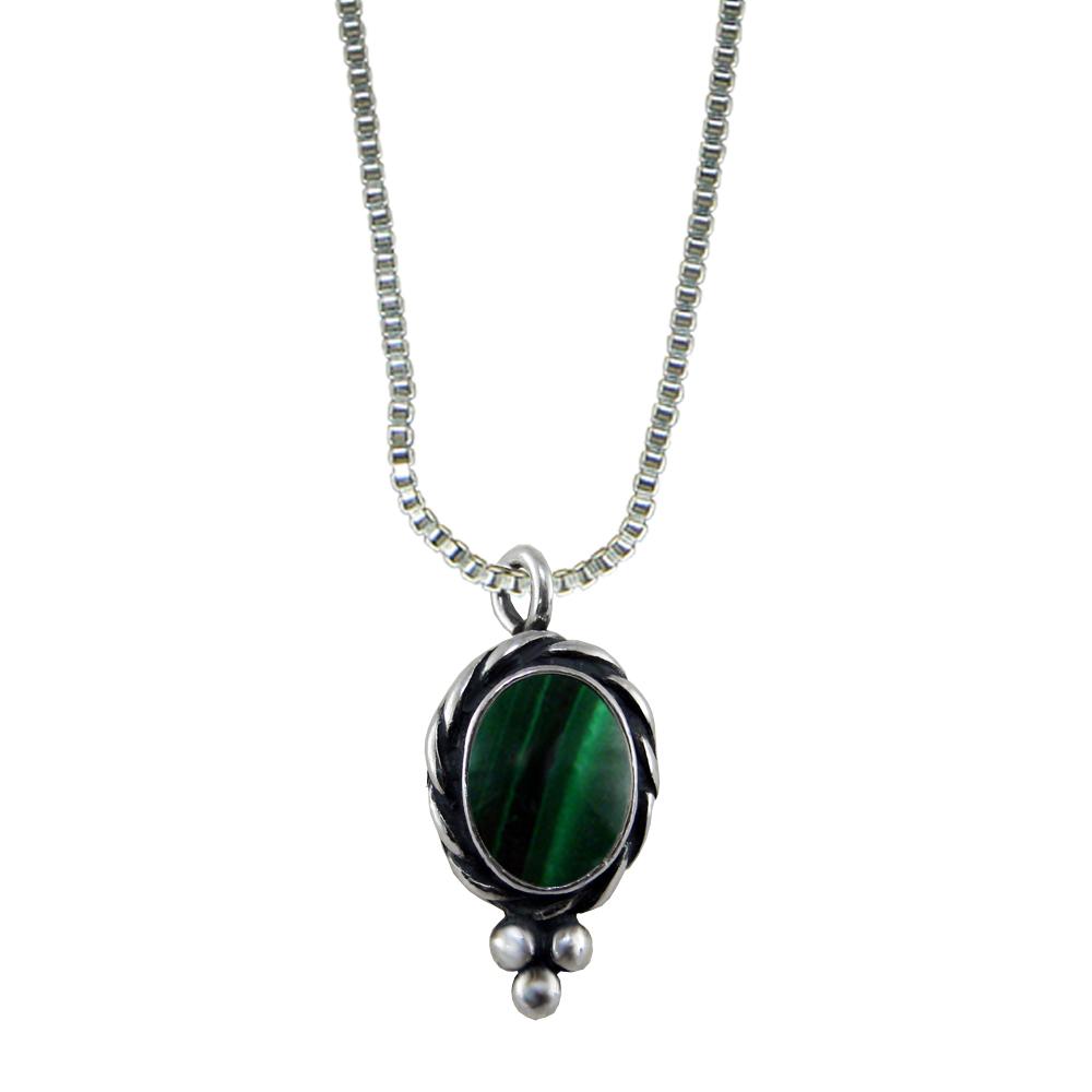 Sterling Silver Little Malachite Pendant Necklace